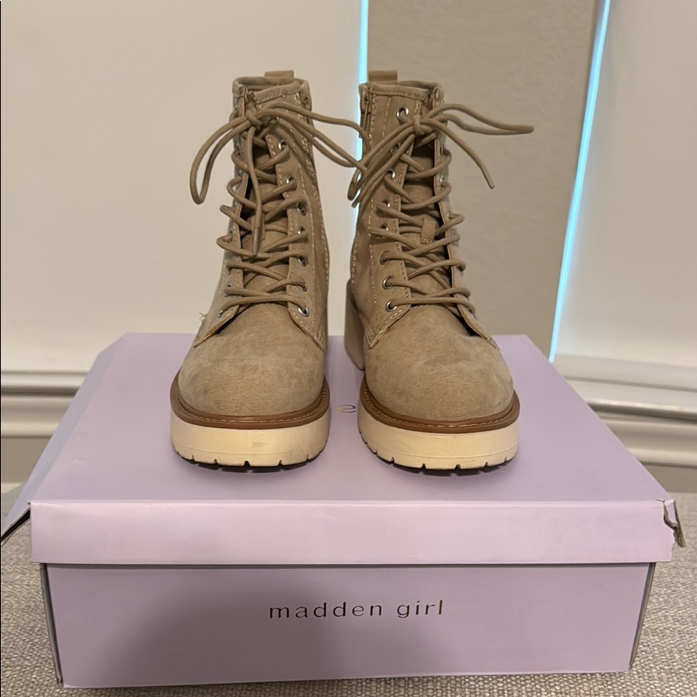 Madden Girl Tan Lace-Up Boots